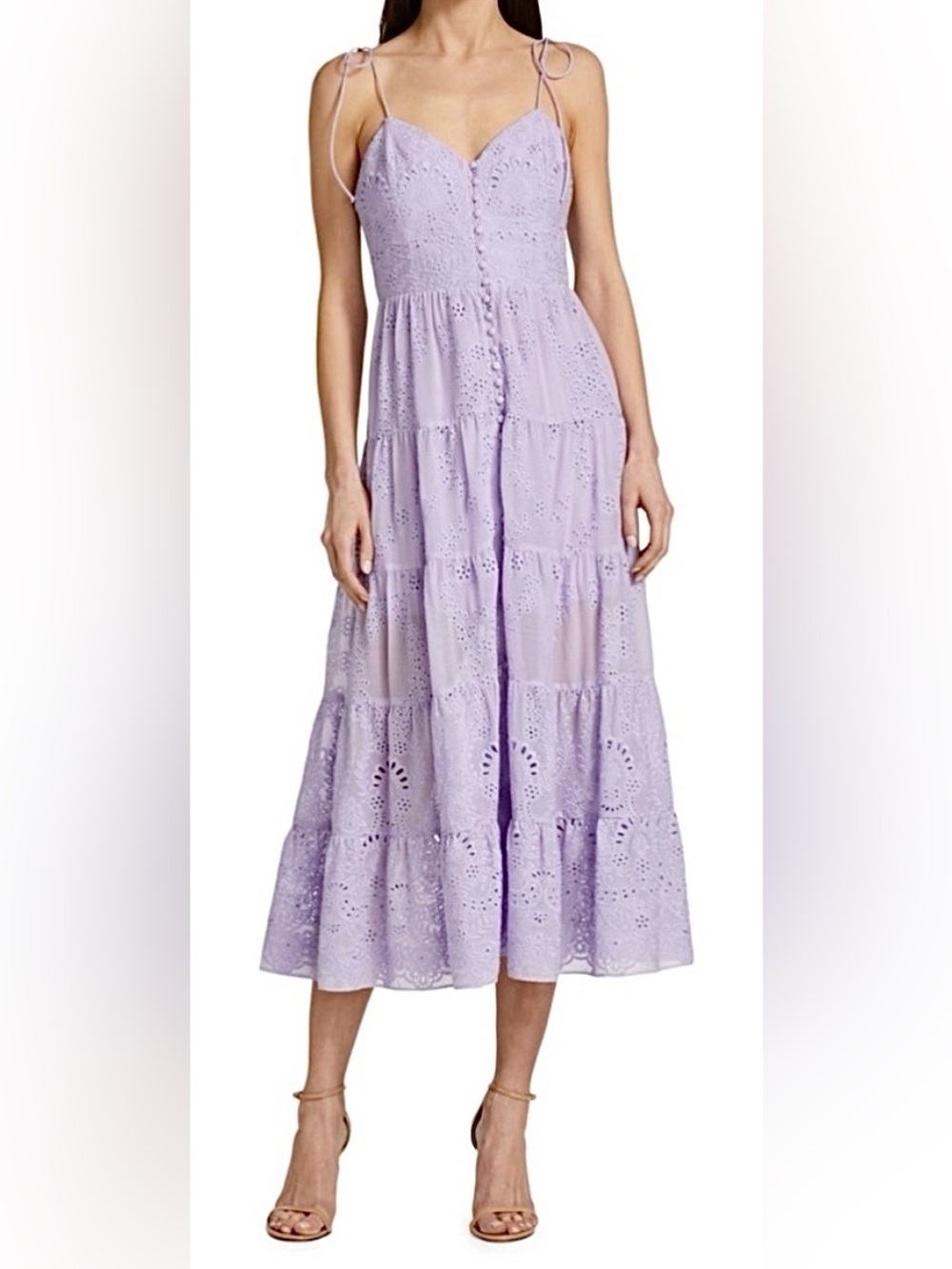 SOLD OUT Alice + Olivia Shanti Eyelet Midi Dress Lavender NWT 6